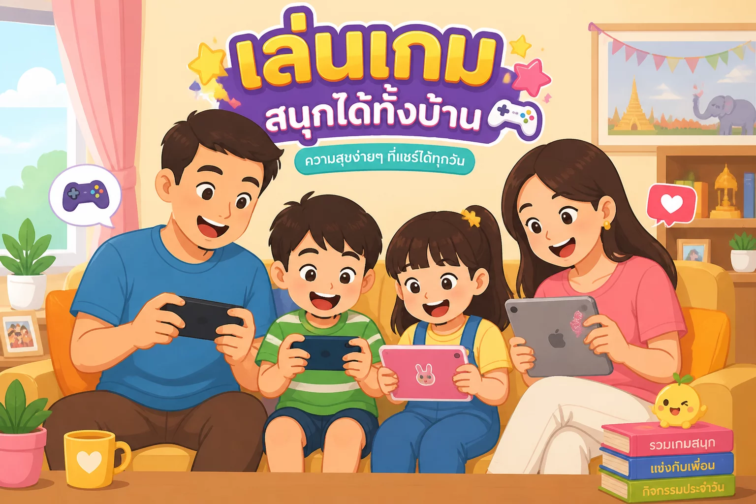 ครอบครัวเล่นเกมร่วมกันอย่างมีความสุขบน Silver Parade